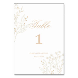 Beige Corner Floral Boho Wedding Tischnummer