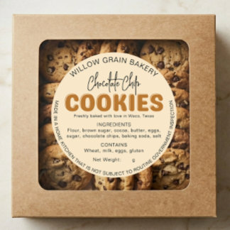Beige Cottage Cookie Inhaltsliste Aufkleber