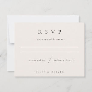 Beige Cream Boho Wedding Reply Moderne RSVP Karte