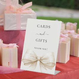 Beige cream bow ivory girl cards gifts sign sockelschild