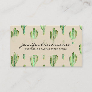 Beige Cream Green Blume Niedlich Cactus Visitenkarte