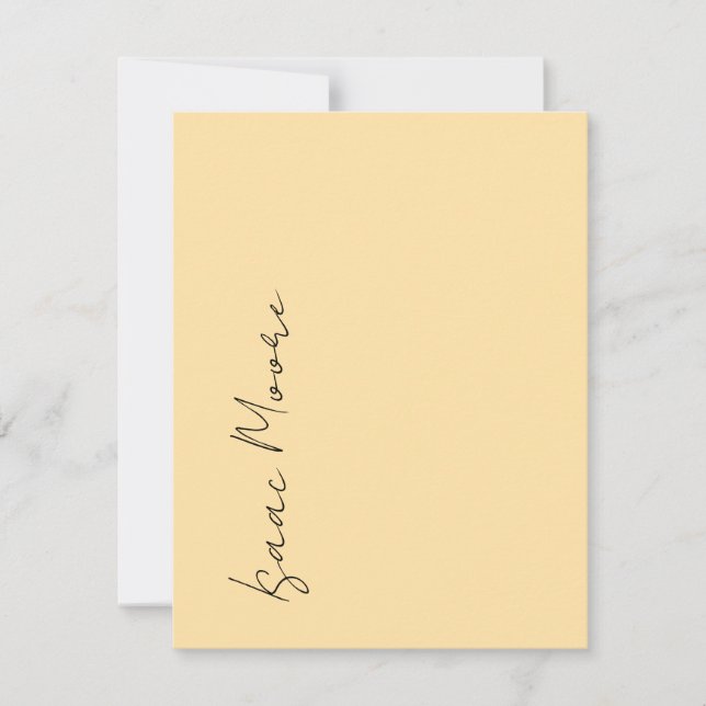 Beige Cream Plain Elegant Script Calligraphy Name Mitteilungskarte (Vorderseite)