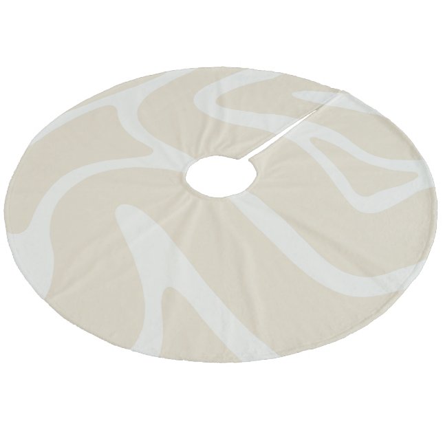 Beige Cream Simple Organic Pattern Fleece Weihnachtsbaumdecke (Schrägansicht)
