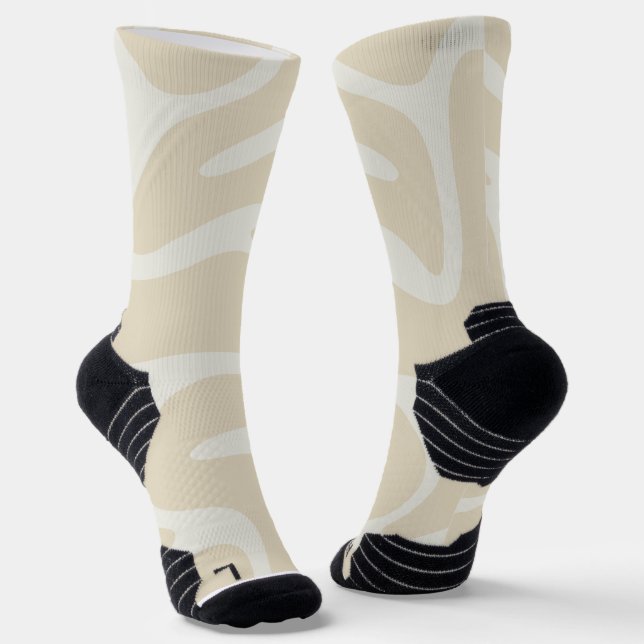 Beige Cream Simple Organic Pattern Socken (Gewinkelt)