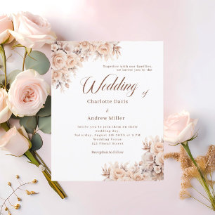 Beige Creme Blume Hochzeit Einladung