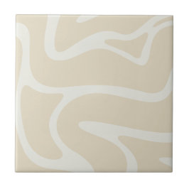 Beige Creme einfaches organisches Muster Fliese