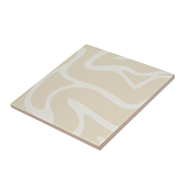 Beige Creme einfaches organisches Muster Fliese (Seite)