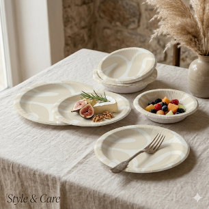 Beige Creme einfaches organisches Muster Pappteller