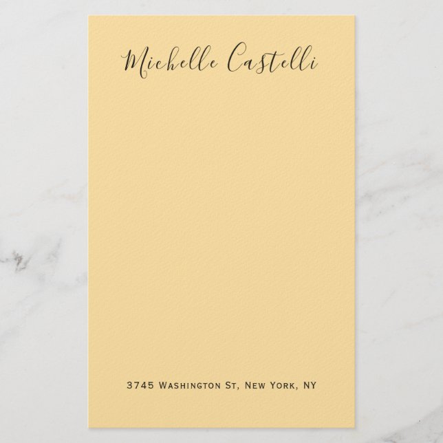 Beige-Creme-Farbe Professionelle einzigartige Hand Briefpapier (Vorderseite)