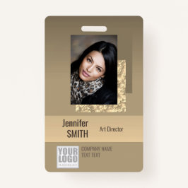 Beige Creme Gold Ombre Logo Barcode ID Template Ausweis