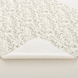 Beige Creme Grau Braun Botanische Blätter Neutral  Sherpadecke