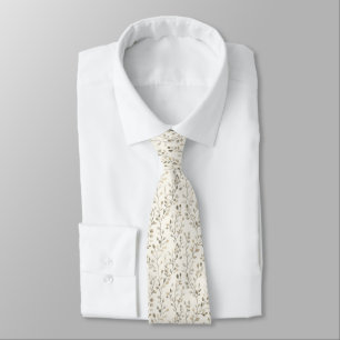 Beige Creme Grau Braun Botanische Hochzeit Herren Krawatte