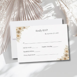 Beige Creme Gray Floral Traditionelle feierliche H RSVP Karte