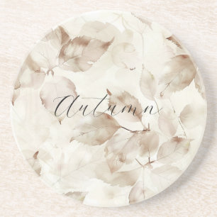Beige Creme Herbstlaub Getränkeuntersetzer