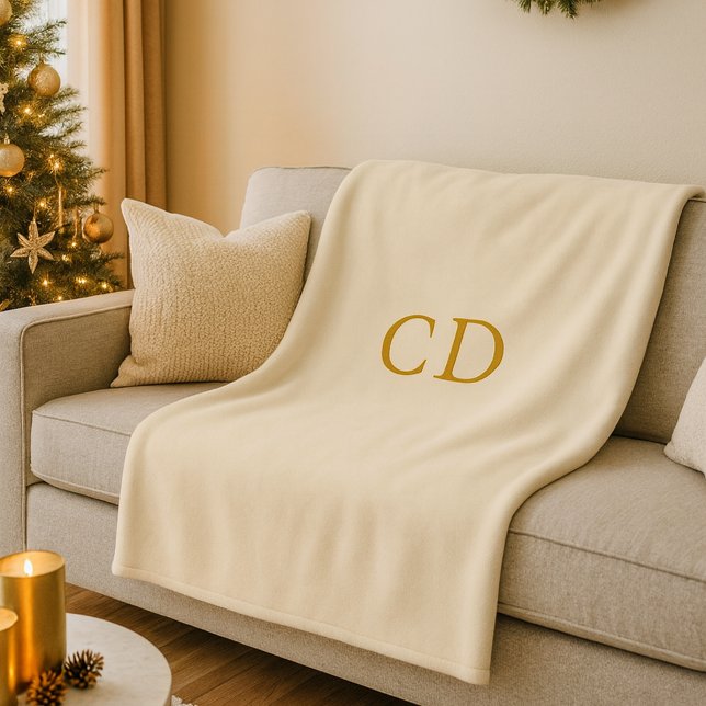 Beige Creme mit Monogramm Initialen modern Fleecedecke (Von Creator hochgeladen)