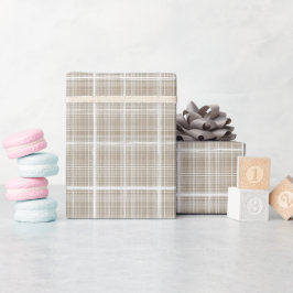 Beige Creme Neutrales Fensterpaneel Leinen Karomus Geschenkpapier