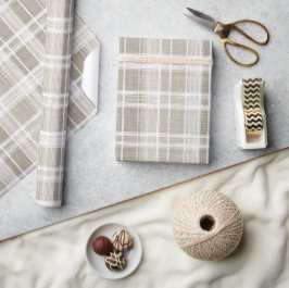 Beige Creme Neutrales Fensterpaneel Leinen Karomus Geschenkpapier