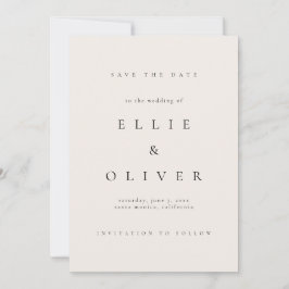Beige Creme und Black Elegante Boho Save the Date Einladung