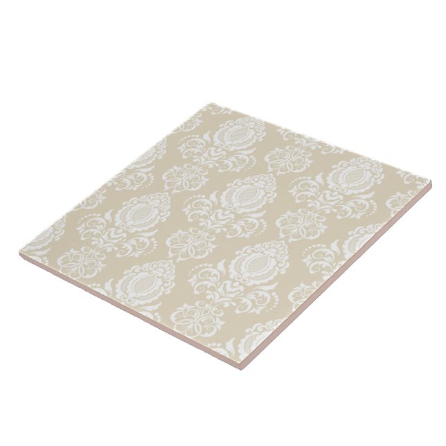 Beige. Damask Muster. Fliese (Seite)