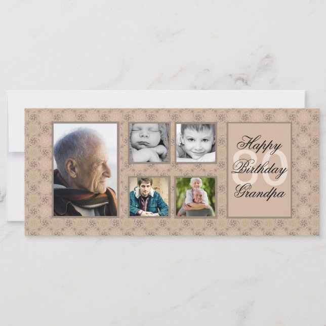 Beige Diamanten Multi-Foto Einladung (Vorderseite)