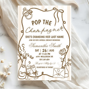 Beige Doodle Handgeschriebene Pop The Champagne Ho Einladung