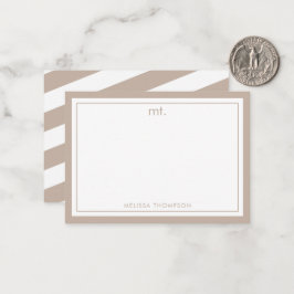 Beige Doppelgrenzenlose Moderne Monogramm gestrich Mitteilungskarte