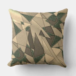 Beige dreieckige Ausschnitt auf dunkelgrünem Hinte Kissen