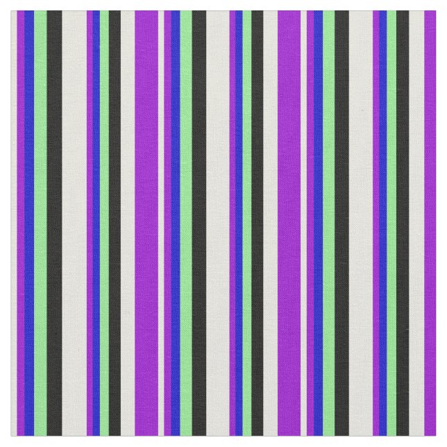 Beige, dunkle Violette, blau, hellgrün und schwarz Stoff (Nahaufnahme)