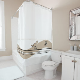 Beige Duschvorhang mit laufendem Pferd Design