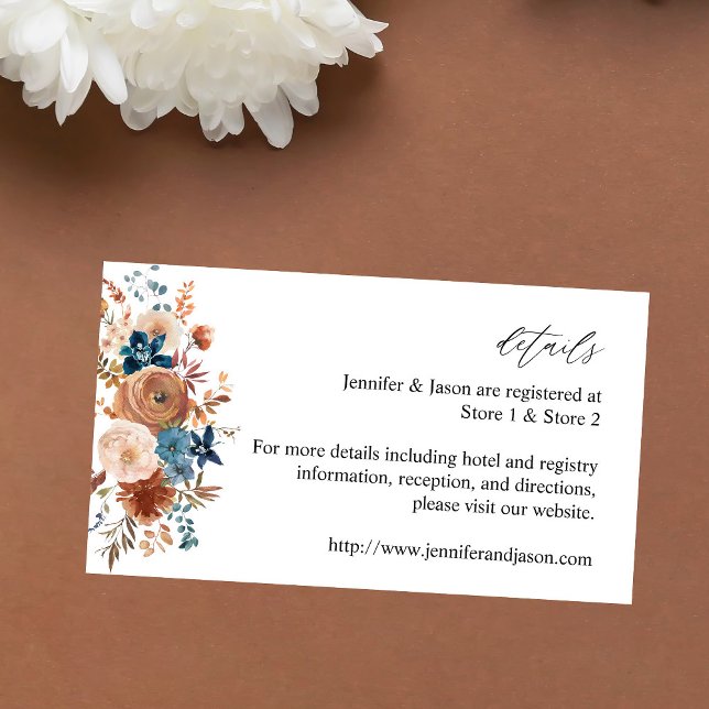 Beige & Dusty Blue Floral Enclosure Card Begleitkarte (Von Creator hochgeladen)