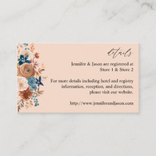Beige & dusty Blue Floral Enclosure Card - Beige Begleitkarte
