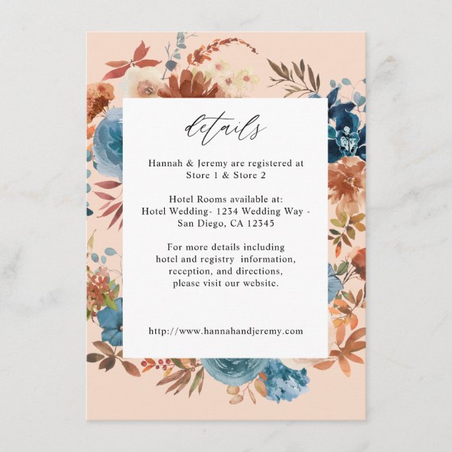 Beige & Dusty Blue Floral Enclosure Card - LG Beig Begleitkarte (Vorderseite)