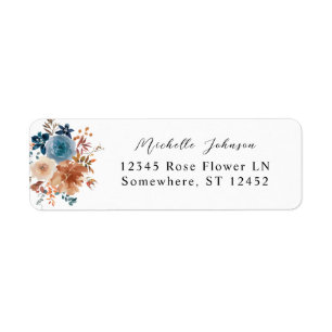 Beige & Dusty Blue Floral Return Address Label 2