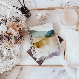 Beige Earth Tone Abstrakt Watercolor Personalisier Notizbuch