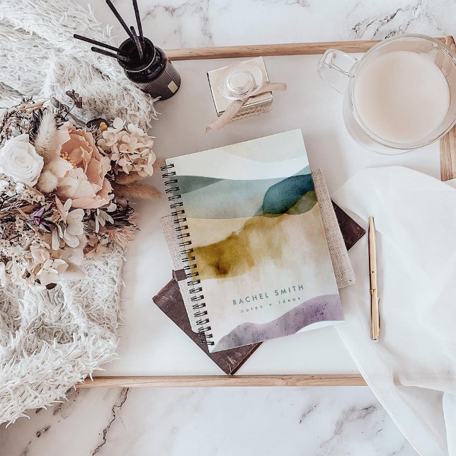 Beige Earth Tone Abstrakt Watercolor Personalisier Notizbuch (Von Creator hochgeladen)