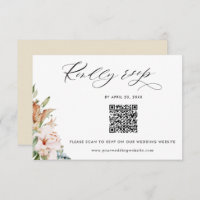 Beige Earthy Blooms QR Code UAwg Online-Hochzeit