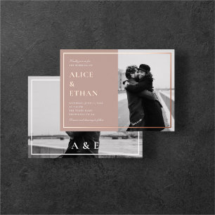 Beige Earthy Classic Calligraphy Foto Wedding Folieneinladung