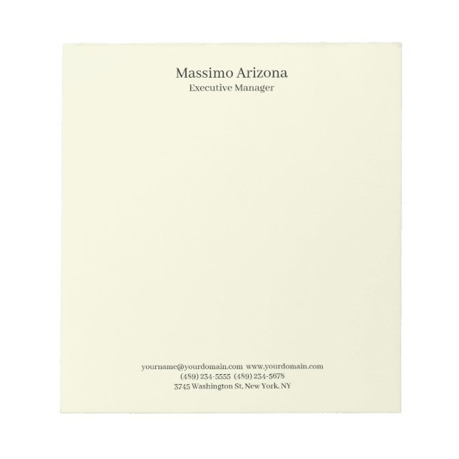 Beige Einfach Schlicht Professionell Modern Minima Notizblock (Vorderseite)