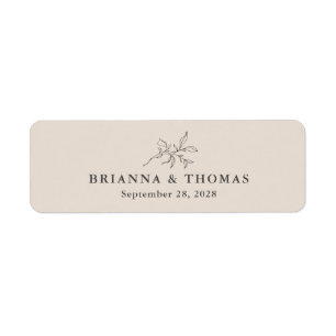 Beige einfache botanische Hochzeitszigarband