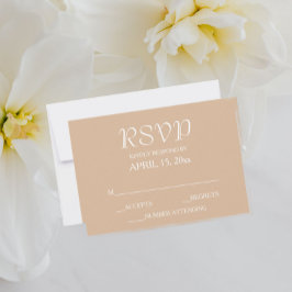 Beige einfache Hochzeit RSVP Karte