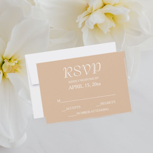 Beige einfache Hochzeit RSVP Karte (In Situ Wedding)