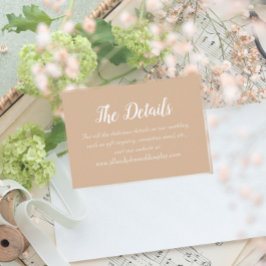 Beige einfache Hochzeitsdetails Begleitkarte