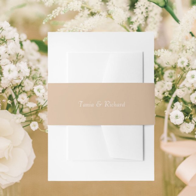 Beige Einfache, stilisierte NamensWedding Einladungsbanderole (In Situ Wedding)