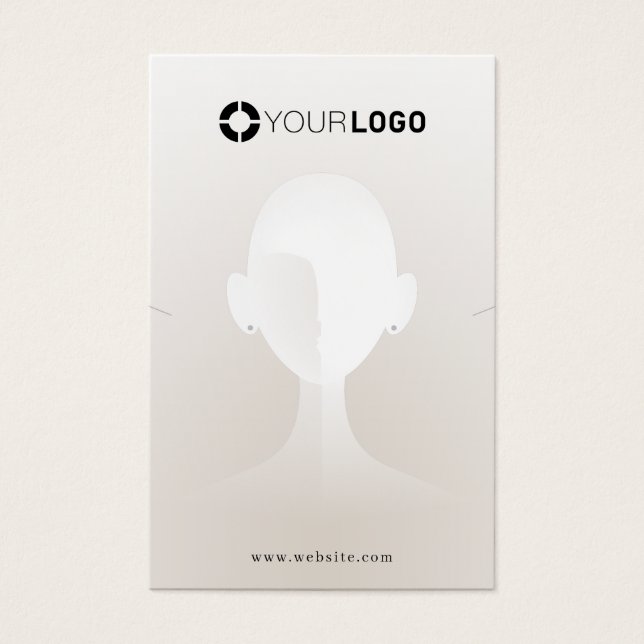 Beige einzigartige Portrait-Logo Ohrring-Display (Vorderseite)