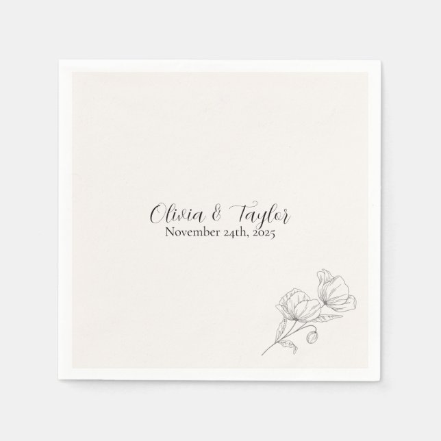 Beige Elegance Wedding Napkins Serviette (Vorderseite)