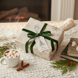 Beige Elegant Frohe Weihnachtsgeschenke Tag Geschenkanhänger