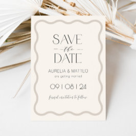 Beige Elegant Minimal Scallop Border Save the Date Einladung