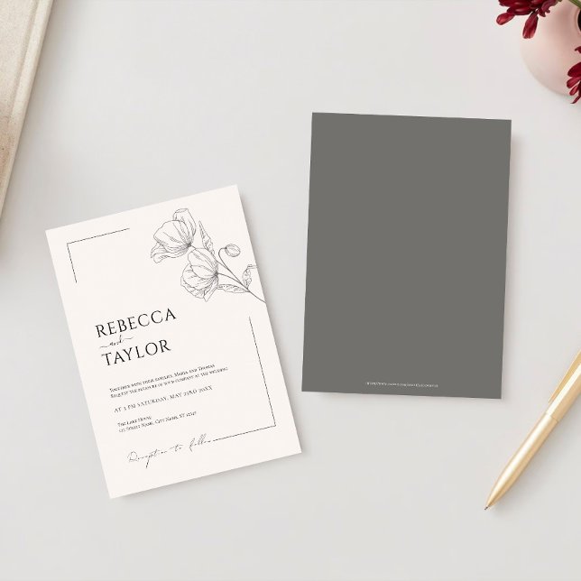 Beige Elegant Minimal Wedding Einladung (Von Creator hochgeladen)