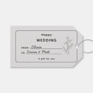 Beige Elegant Wedding Geschenk Tag Geschenkanhänger