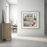 Beige elegante, minimalistische Collage aus Foto Poster<br><div class="desc">Familienskript elegante moderne minimale Schwarz-Beige personalisierte Foto Collage einfache saubere Linien Familiengeschenkdruck.</div>